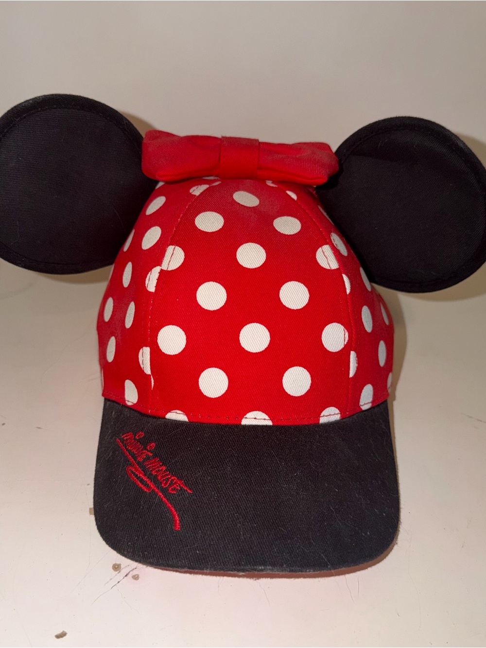 Disney Red & White Polka Dot Minnie Ear Cap with Black Ears